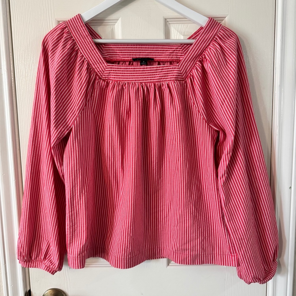 J. Crew Red White Stripe Shirt Size S